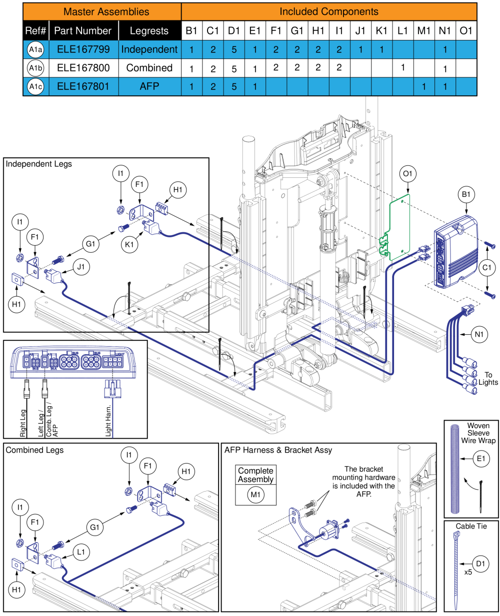 Ql3 Lam2, Tb3 Static Seat W/ Power Legs  (units W/ Full Seat Mounted Lights) parts diagram