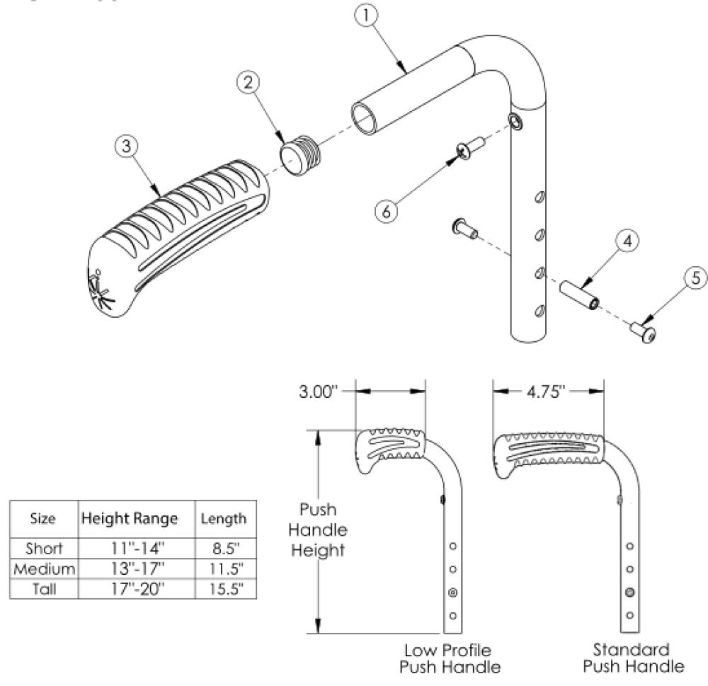 (discontinued) Rogue Push Handle parts diagram
