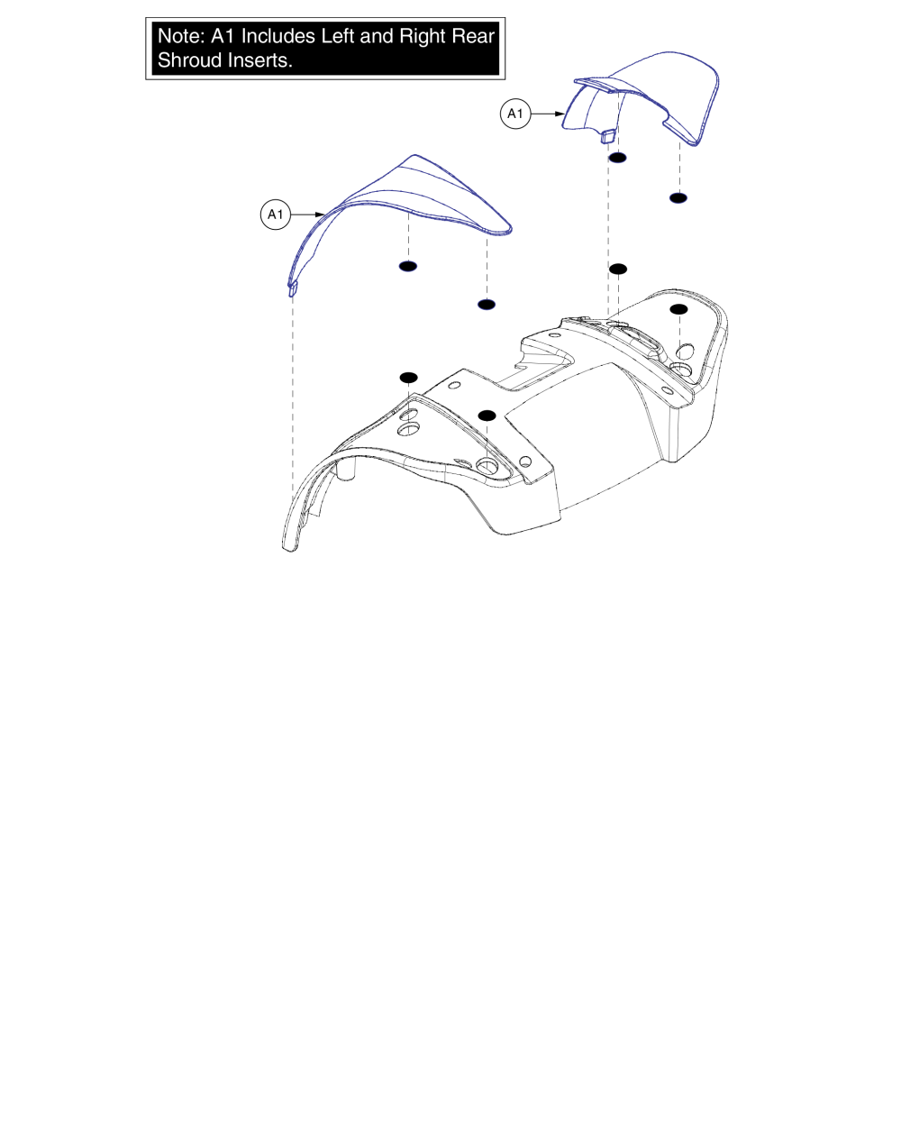 Rear Shroud Inserts, 4 Wheel, Gogo Elite Traveller Plus parts diagram