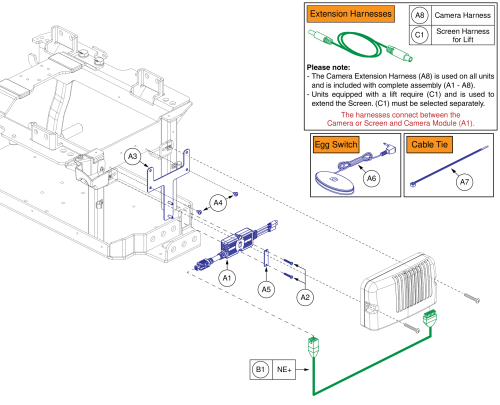 Pto Backup Camera Module, Ne+, J4/q4 parts diagram