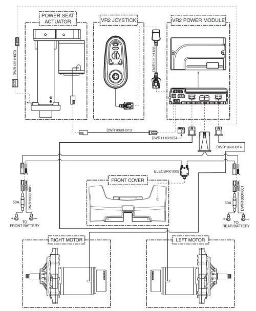 Electrical System Diagram — Vr2, Power Seat Thru Joystick, Select 6 parts diagram