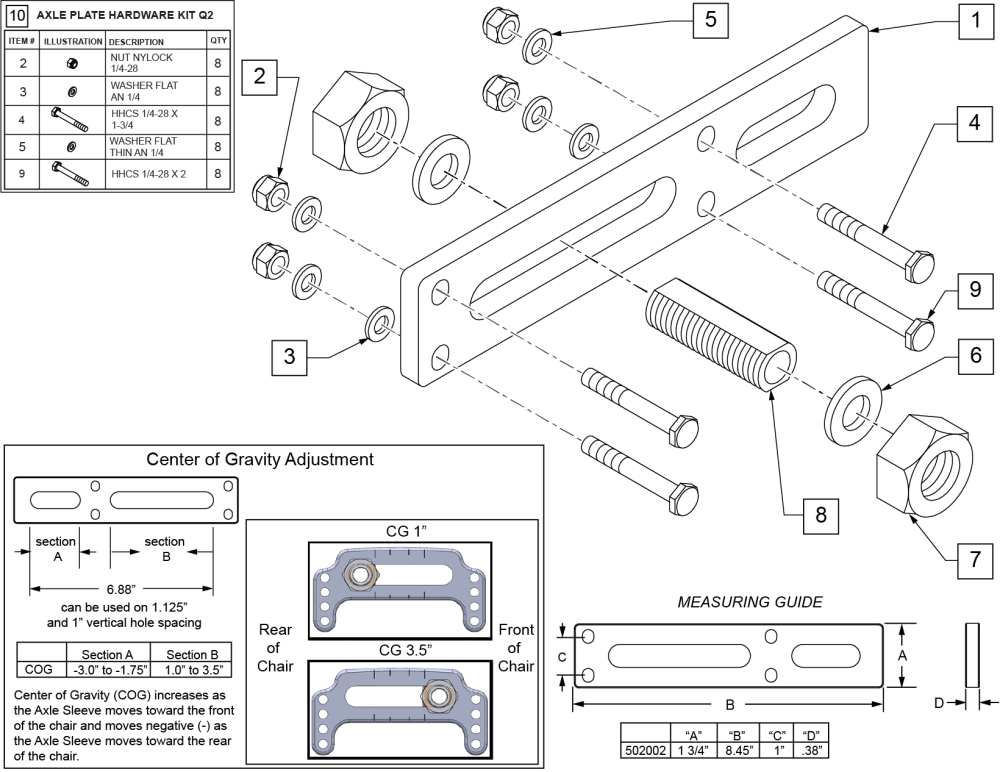 Amputee Axle Plate parts diagram