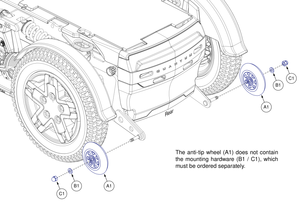 Anti-tip Wheels And Hardware, R-trak parts diagram