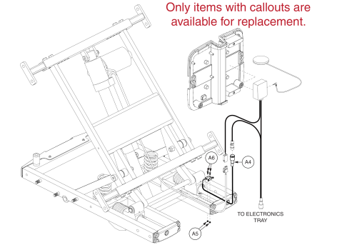 Remote Plus Tilt Thru Single Switch Electronics, Bariatric Tilt parts diagram