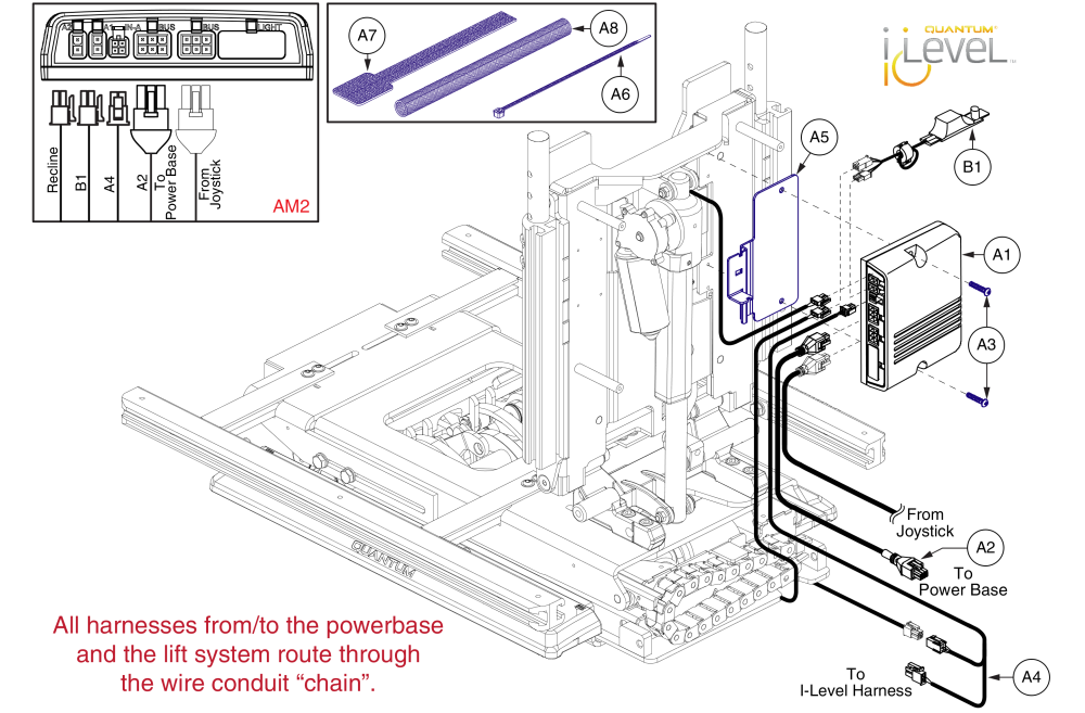 Ne+ Lift & Recline, Reac Lift / I-level parts diagram