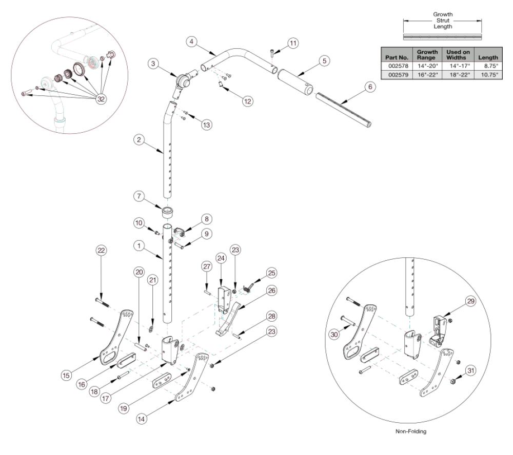 Cr45 Adjustable Height With Adjustable Handle Backrest parts diagram