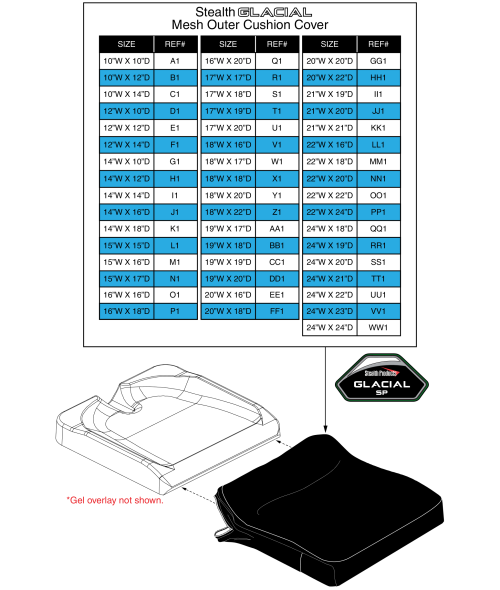 Outer Cover, Mesh - Stealth Glacial parts diagram