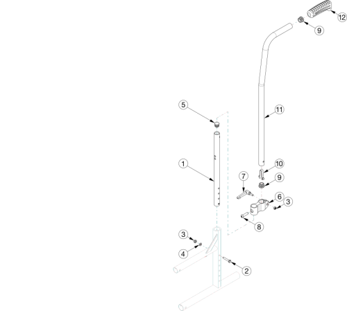 Catalyst 4 Straight No Push Handles And Caregiver Height Adjustable Stroller Handles parts diagram