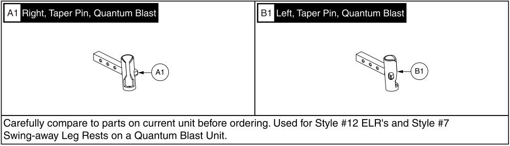 Legrest Hanger - Style #7 Swing-away & Style #12 Elr For Blast Series W/square H-frame parts diagram