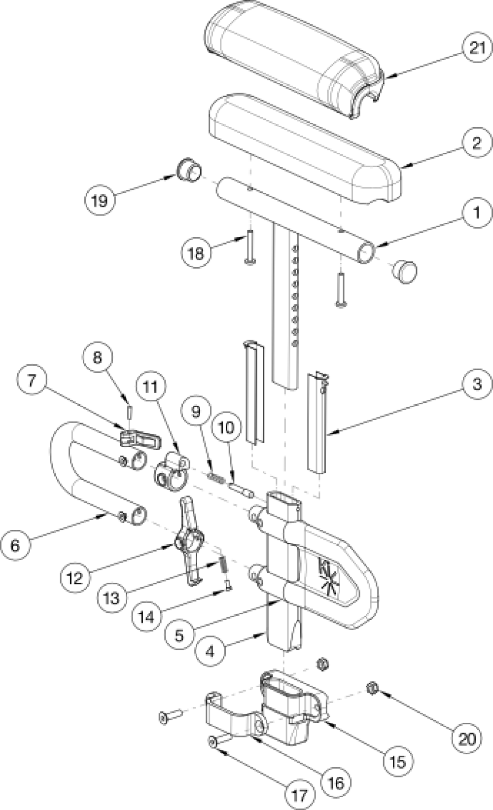 Rigid Height Adjustable Low T-arm parts diagram