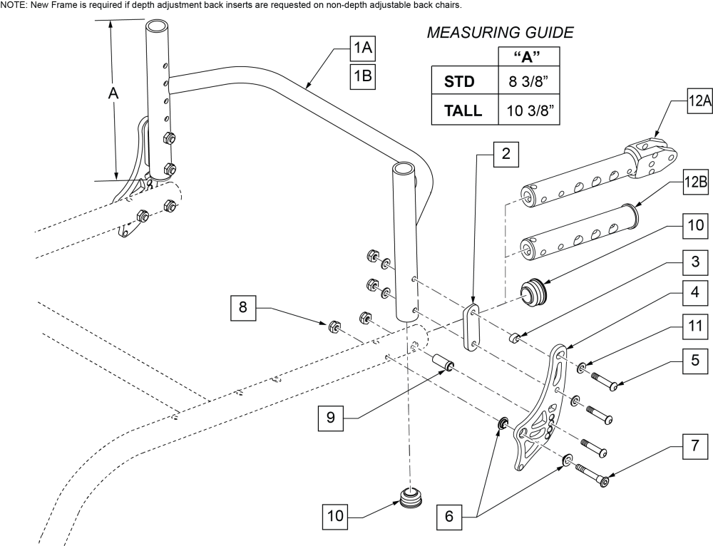 Non-folding Backrest parts diagram