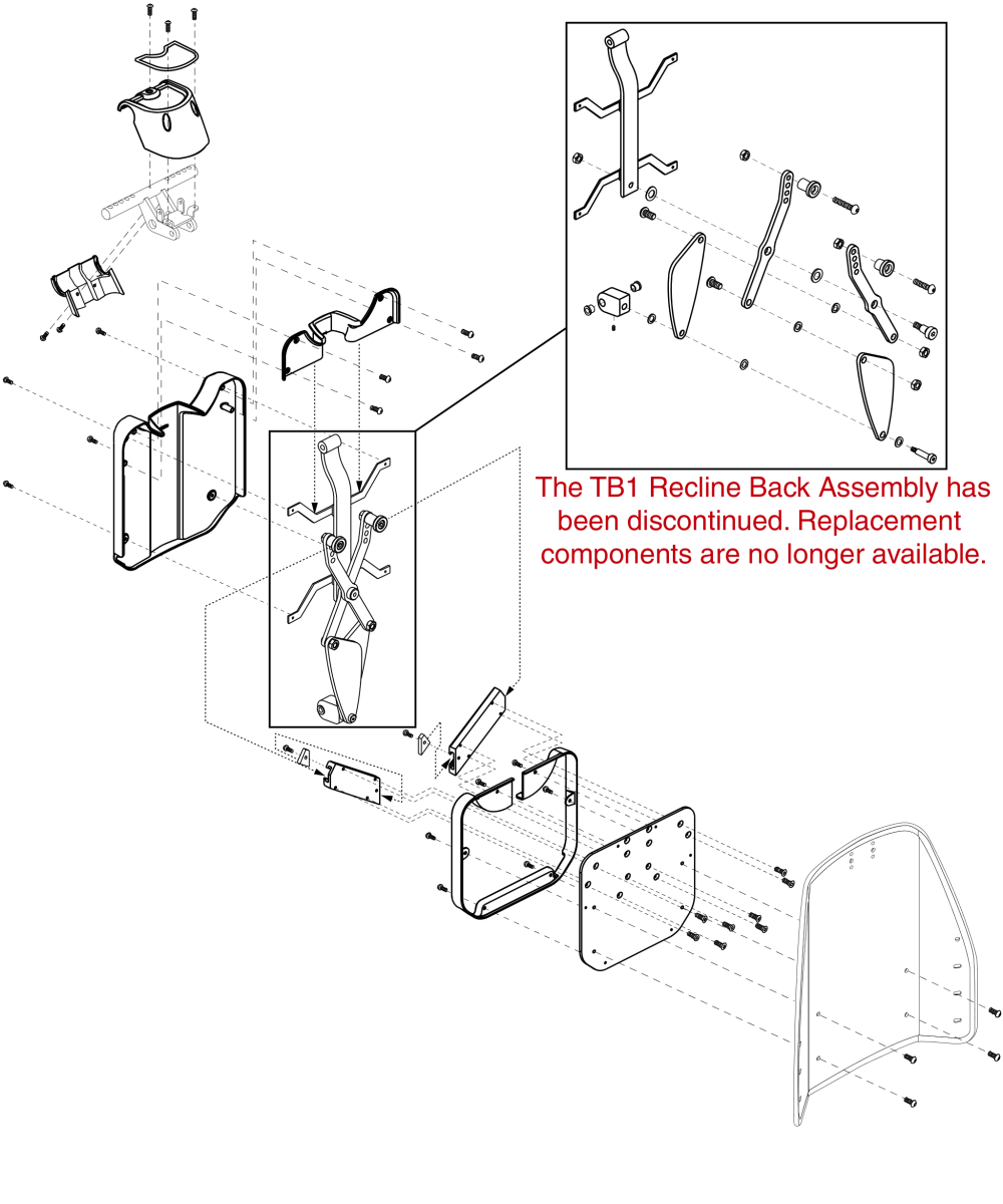 Tb1 Recline Back Standard Parts, Tru-comfort parts diagram