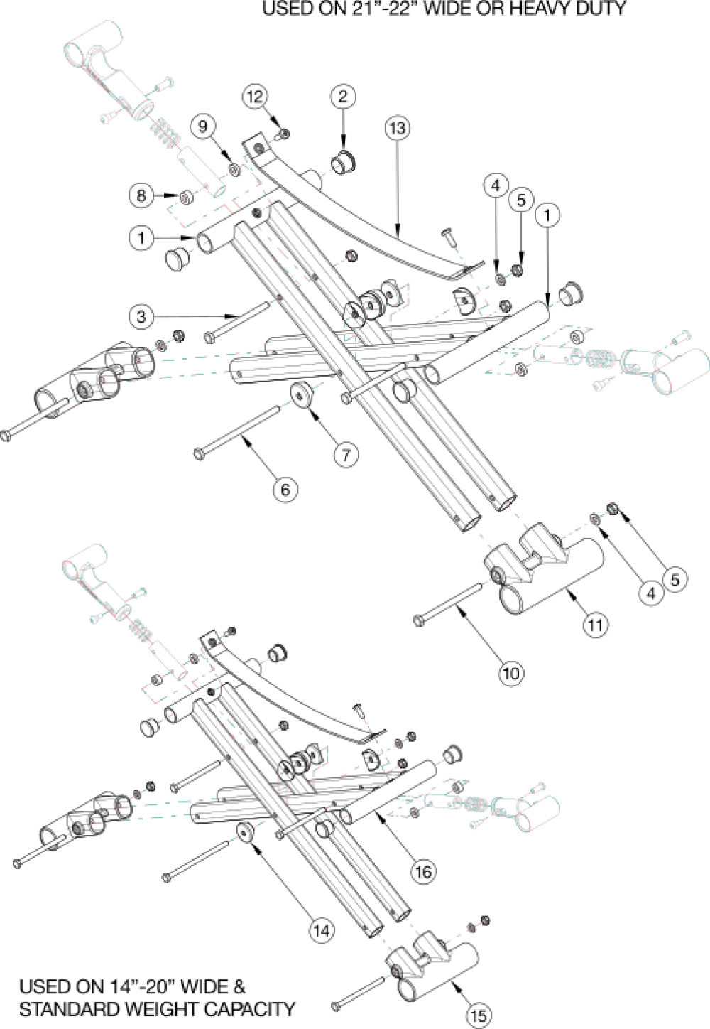 Catalyst 4 Cross Braces - Open Seating (seating System) - Growth parts diagram