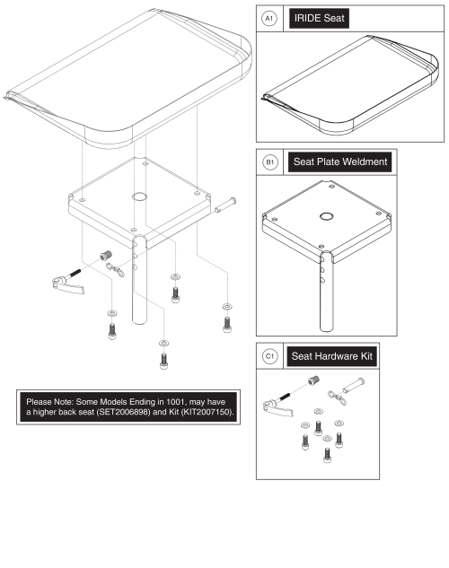 Seat - Iride (models Ending In 1001) parts diagram