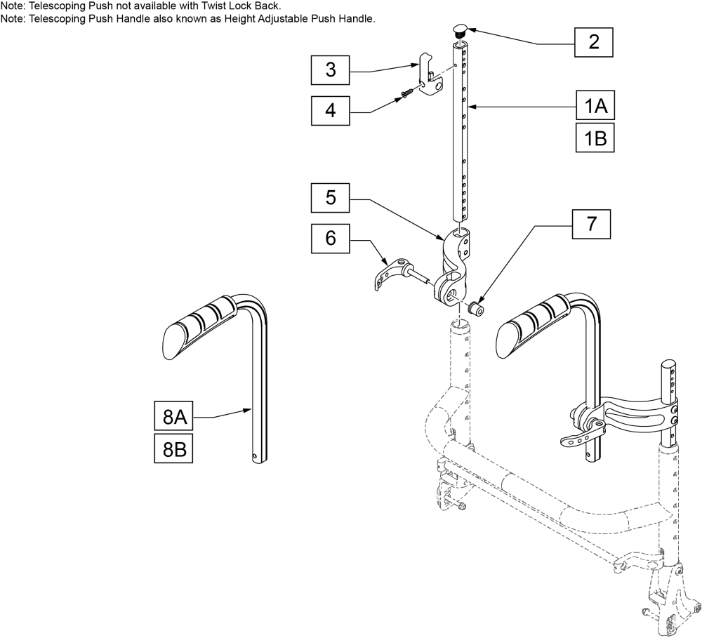 Telescoping Push Handles parts diagram