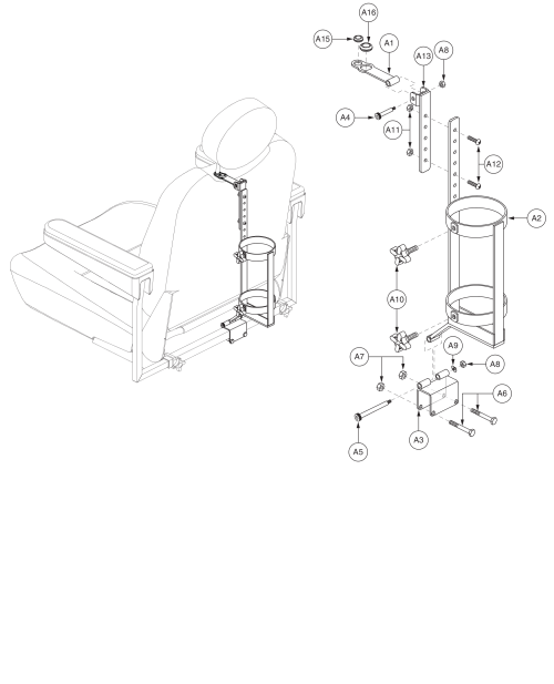 Oxygen Tank Holder - 115° Ltd. Recline Captain's Seat parts diagram