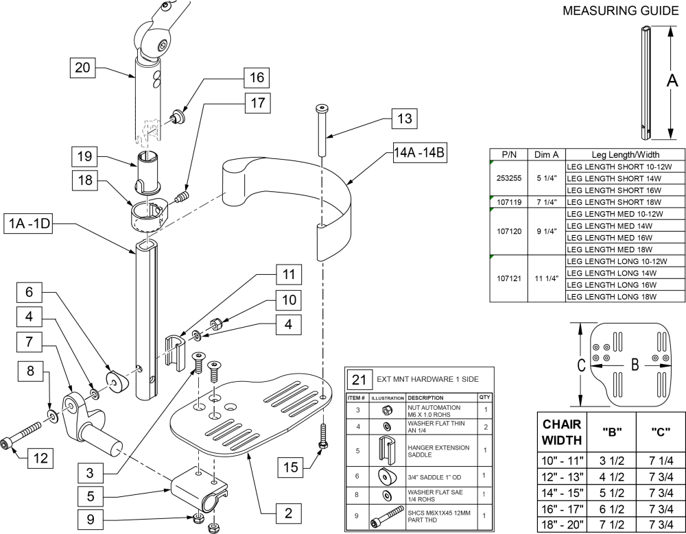 Aluminum Angle-adj Footplate parts diagram