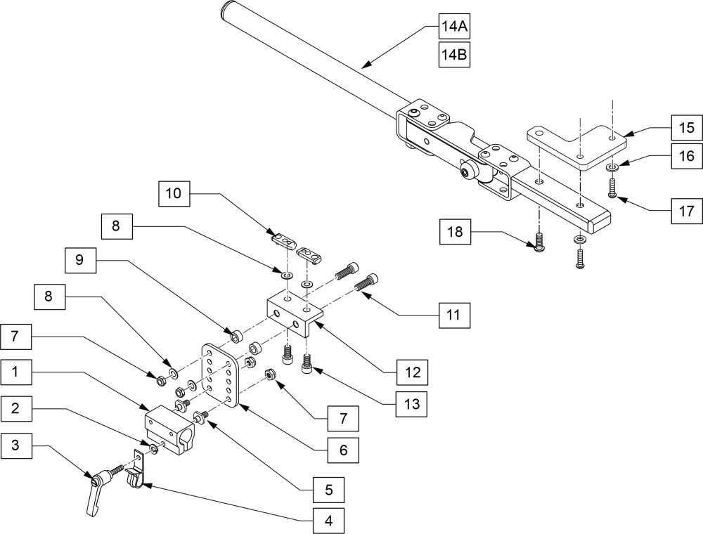 Pro & Lite Round Tube S/a Joystick Mount parts diagram