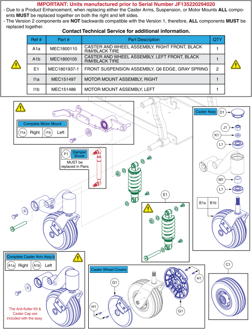 Front Caster Arm Assy, Black Rims/black Tires, Ver. 2, Q4/j4 parts diagram