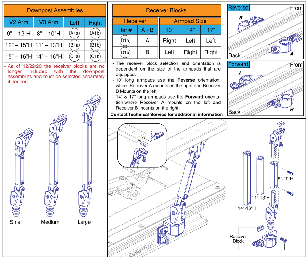 Down Post Assy, Version 3 Flip-back Armrests, Tru Balance® 3/4 parts diagram