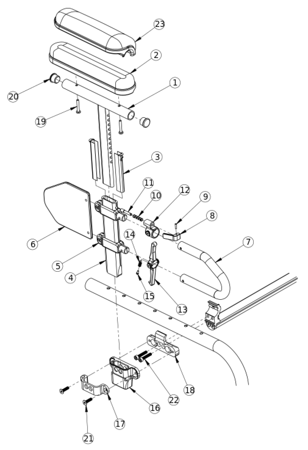 Discontinued Clik Height Adjustable T-arm parts diagram