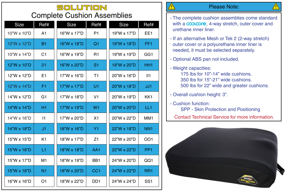 Complete Cushion W/ 4-way Stretch (coolcore) Cover - Stealth Solution parts diagram