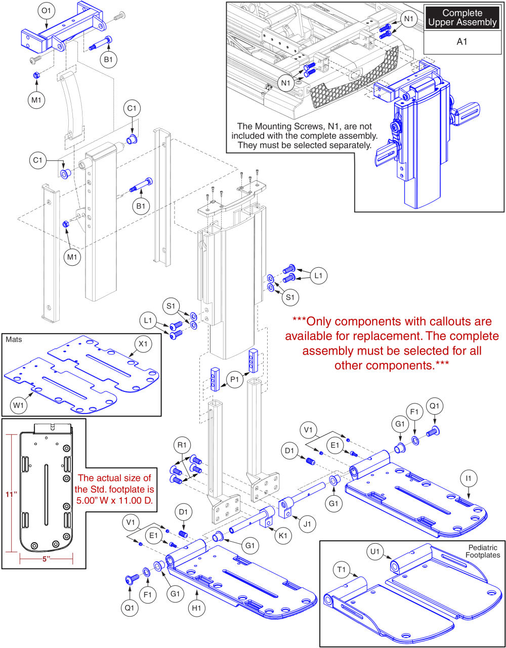 Center Mount Foot Platform - Standard (version 1), Tb3 parts diagram