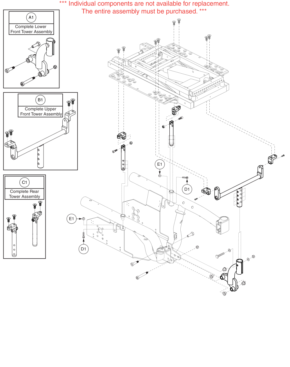 Seat Tower Assembly - Angle Adjustable, R4000 / R4400 parts diagram