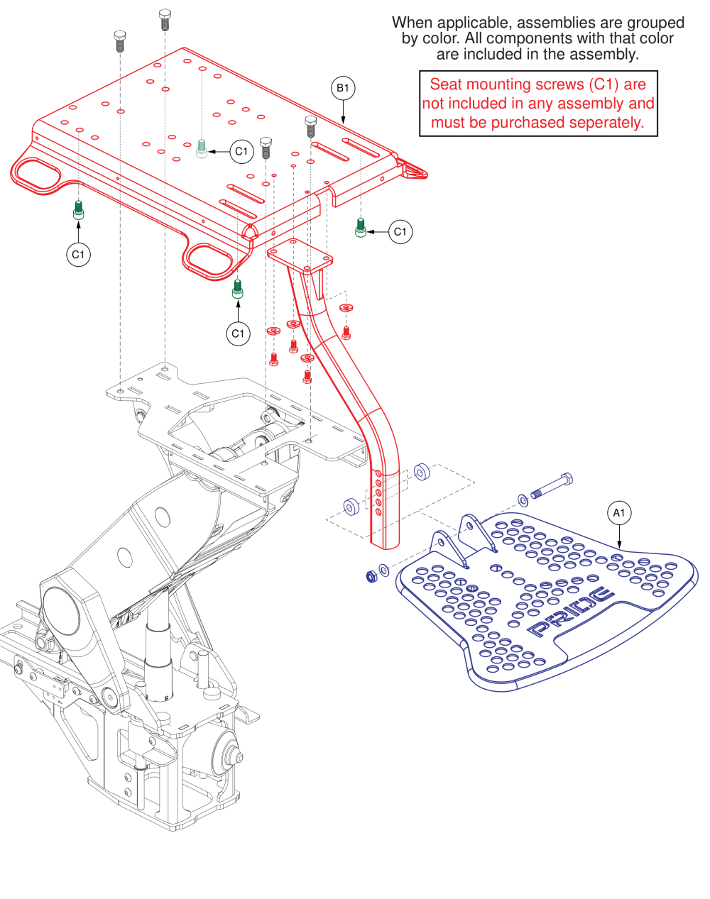 Foot Platform, Seat Interface, Jazzy Air Med parts diagram