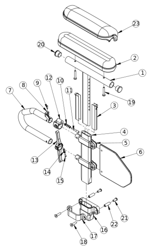 Discontinued Spark Height Adjustable T-arm parts diagram
