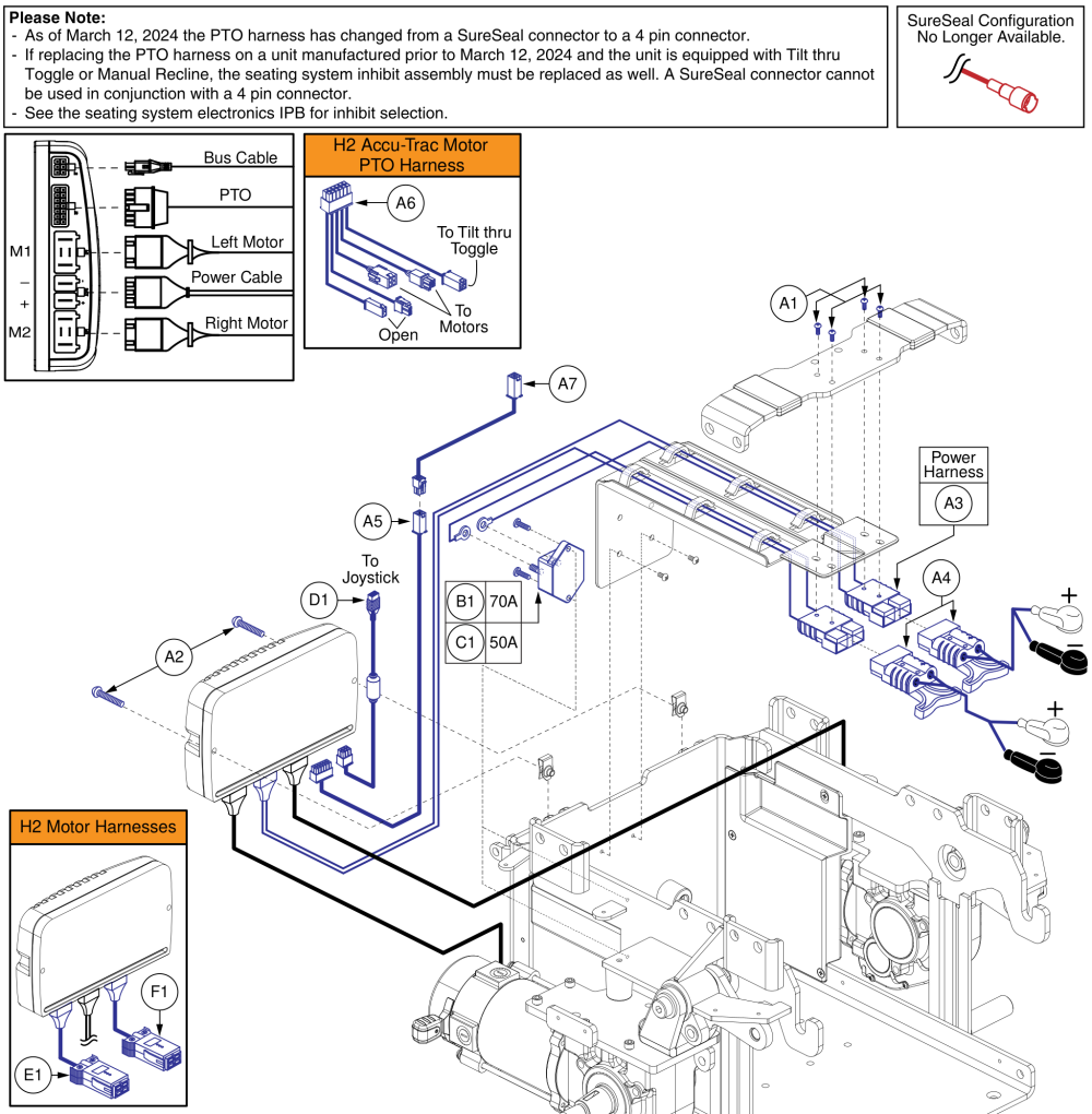 Q-logic 2 Electronics Hardware & Harnesses, With Fender Lights, Edge Z / Q6 Ultra parts diagram