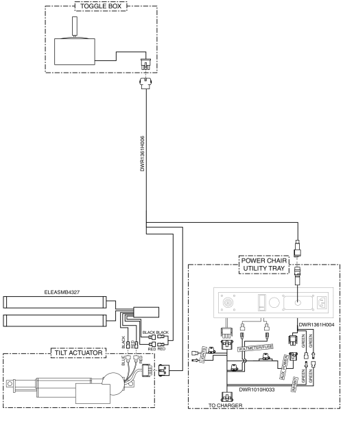 Electrical Diagram - Tilt Thru Toggle, Remote Plus / Vsi, Jazzy1170, Gen 1 parts diagram