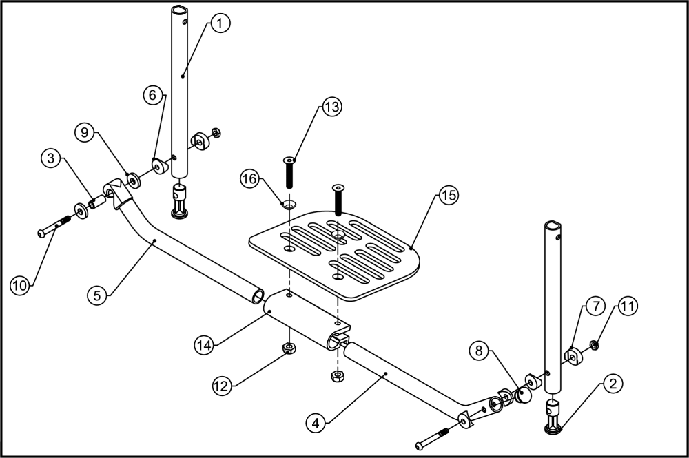 One Piece Flip-up Footrest parts diagram