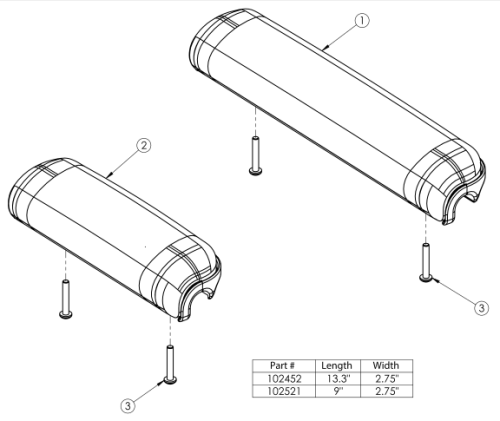Waterfall Arm Pad parts diagram