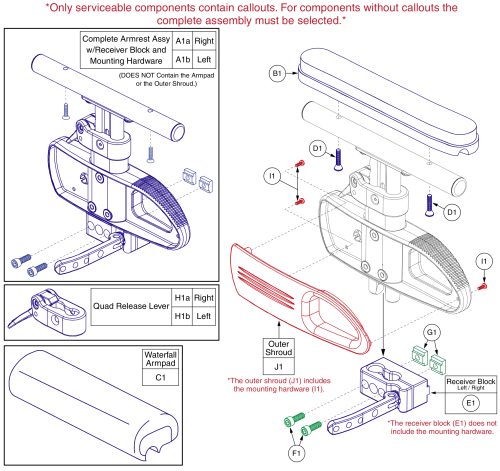 Pediatric Quick Release (single Post) L&r - Kozmo Pediatric Seat parts diagram