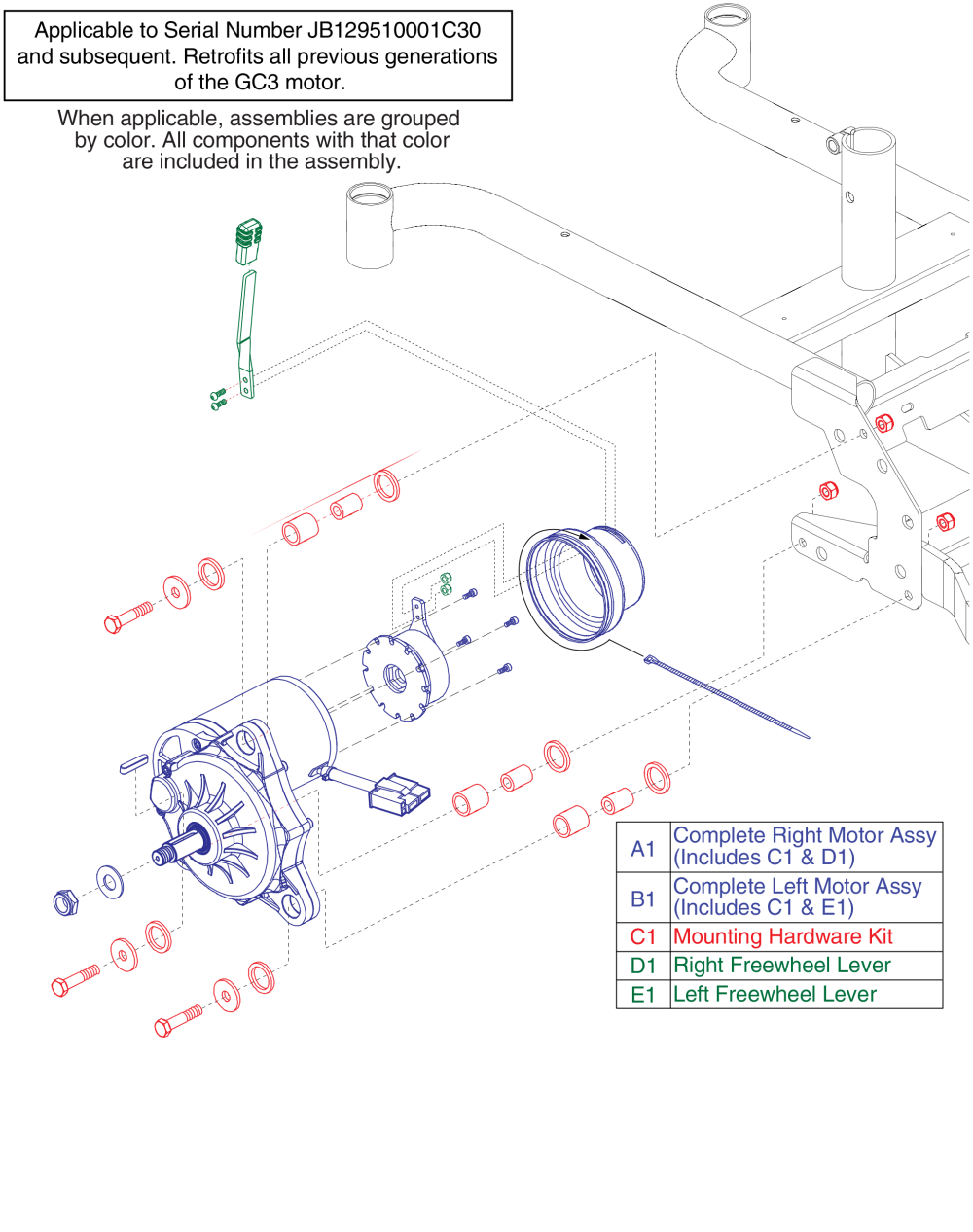 Motor Assy - Units Manufactured With Gc3 Electronics parts diagram