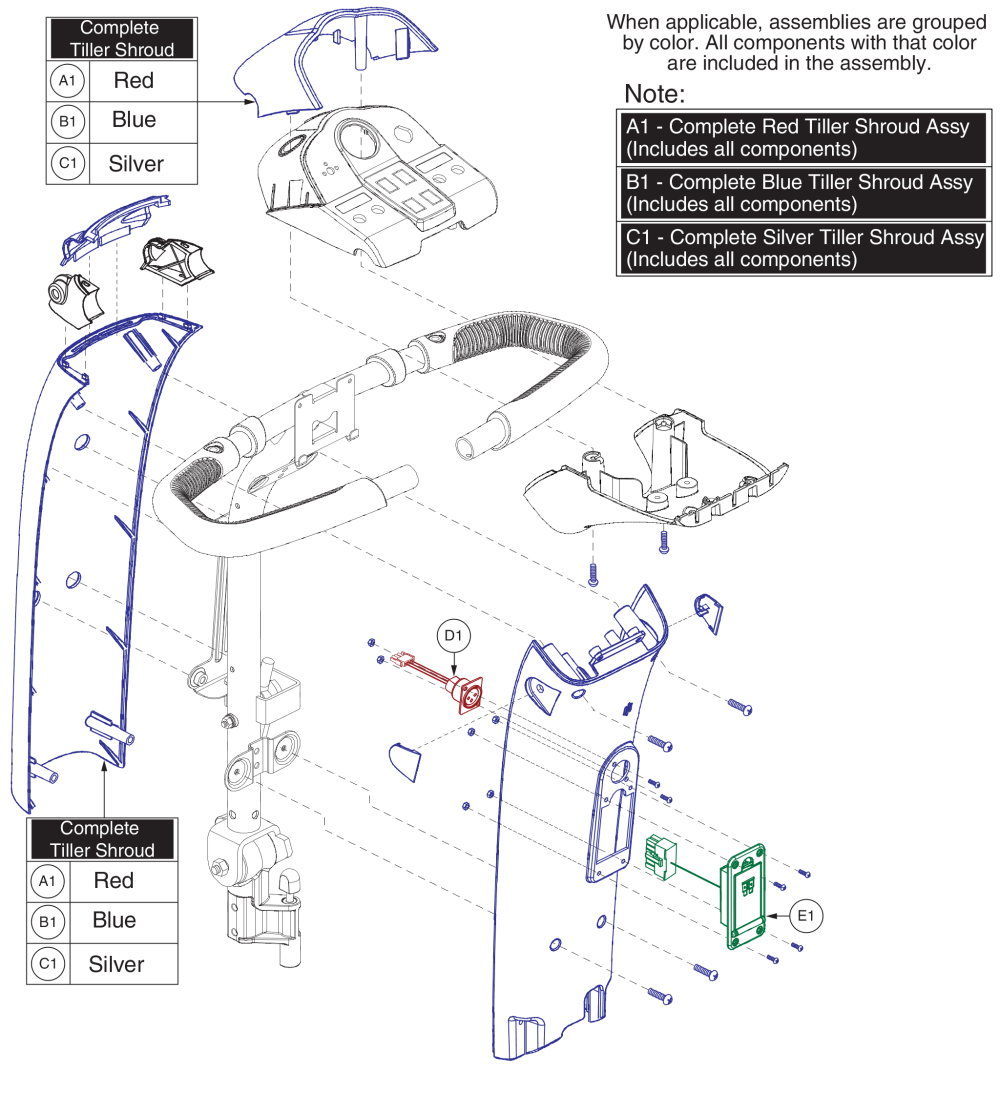 Tiller Shroud Assembly, Pursuit Xl - S714 parts diagram