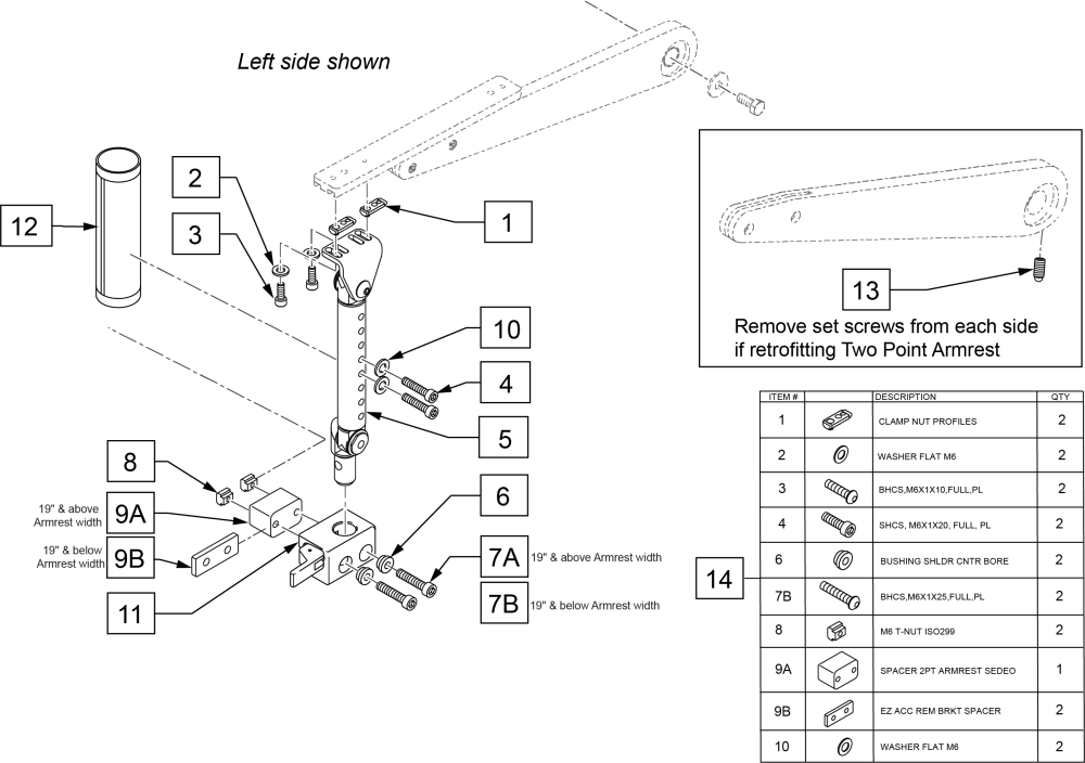 Pro 2-point Locking Armrest parts diagram