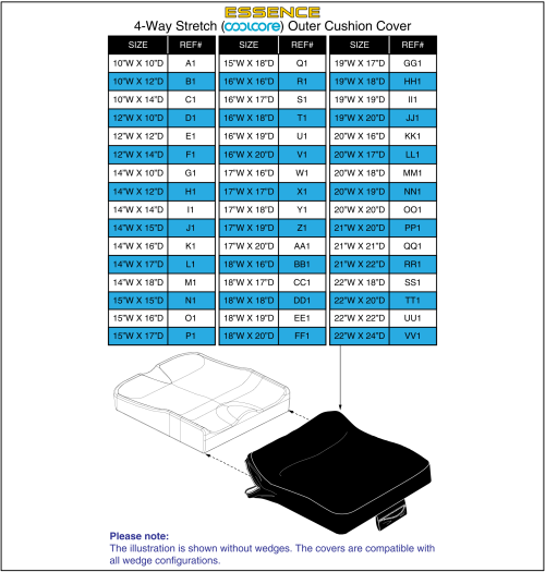 Outer Cover, 4-way Stretch (coolcore) - Stealth Essence parts diagram