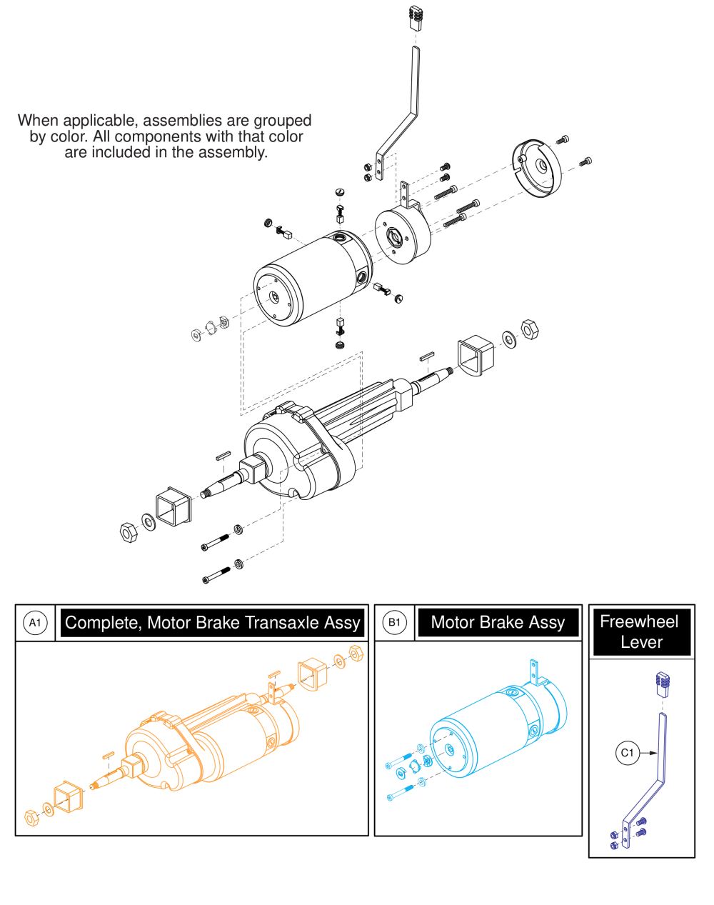 Transaxle/motor Brake Assy, Pursuit 2 parts diagram