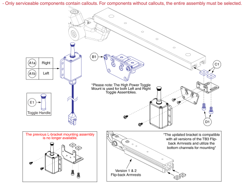 High Power Toggle And Mount, Tb3 Arms parts diagram