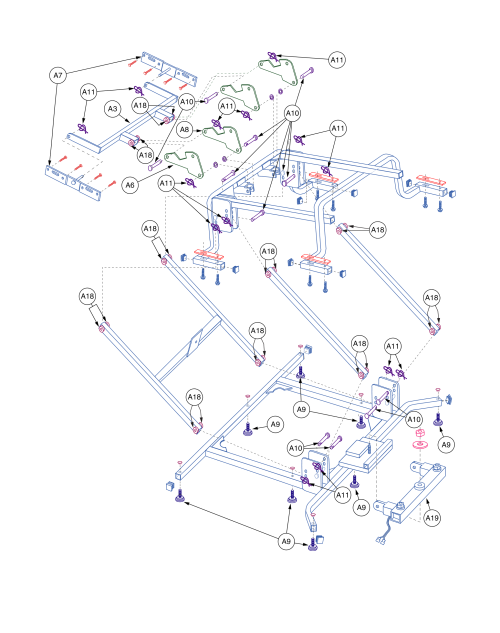 Expansion Frame, Dual Motor Weldment, Heavyweight parts diagram