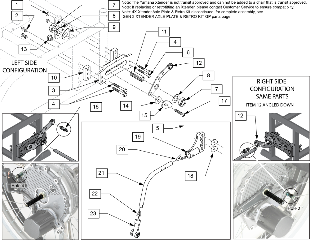 4x Xtender Axle Plate & Retro Kit parts diagram