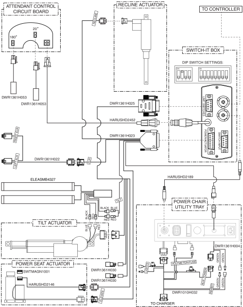 Electrical Diagram - Tilt / Recline / Elevate And Comb Legs, Switch-it parts diagram