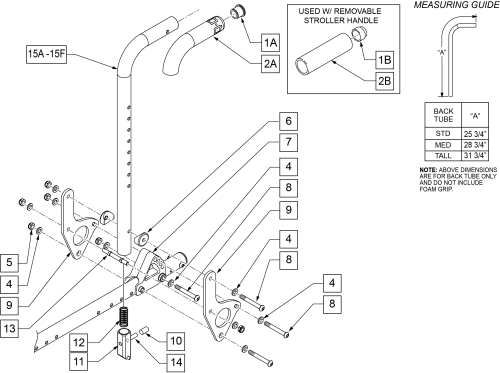 Fixed Height Stroller Handle Backpost parts diagram