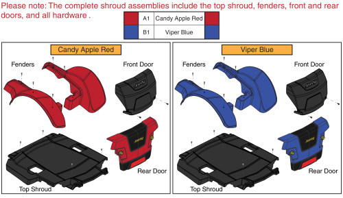 Complete Shroud Assy's, J1450 parts diagram