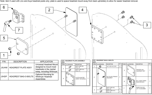 J3 Universal Headrest Mount parts diagram
