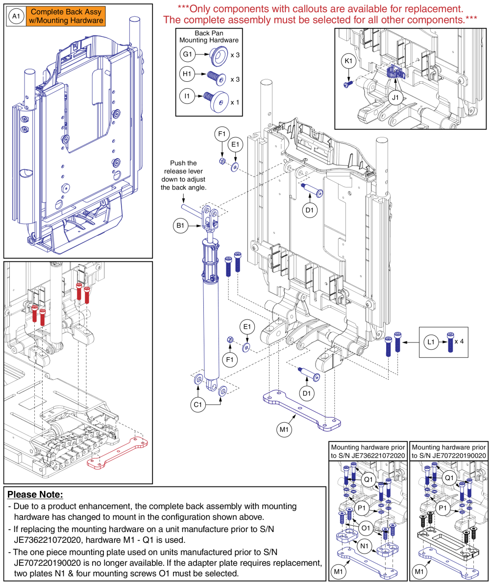 Static Back Assy, Reac Lift, Tb3 Redesigned Back parts diagram