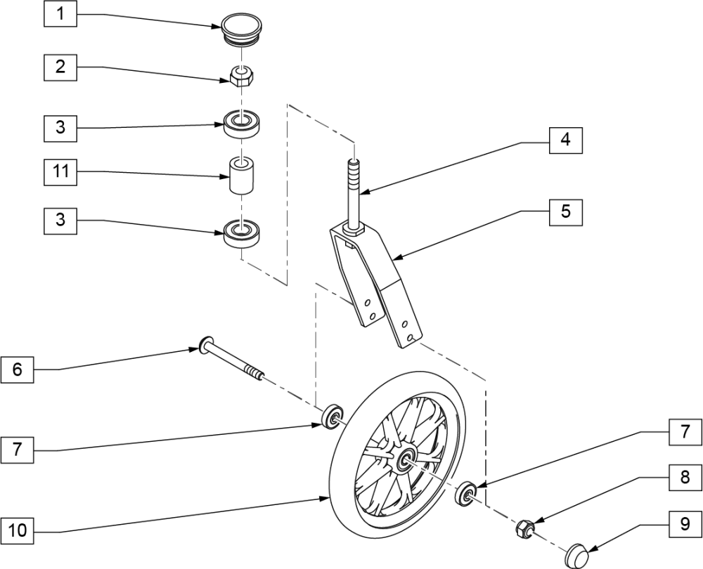 Caster Fork Assm (aluminum Transport) parts diagram