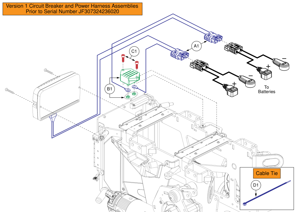 Circuit Breaker & Power Harness, Prior To S/n Jf307324236020, Curtis, Q6 Edge 3 Stretto parts diagram